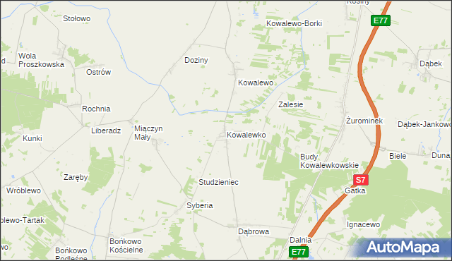 mapa Kowalewko gmina Strzegowo, Kowalewko gmina Strzegowo na mapie Targeo