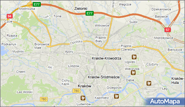 mapa Krowodrza, Krowodrza na mapie Targeo