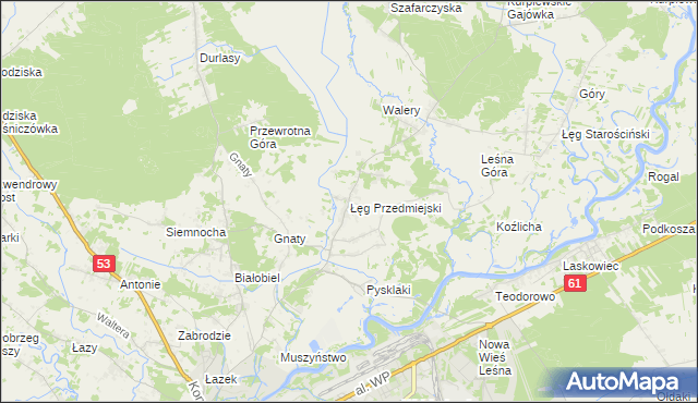mapa Łęg Przedmiejski, Łęg Przedmiejski na mapie Targeo