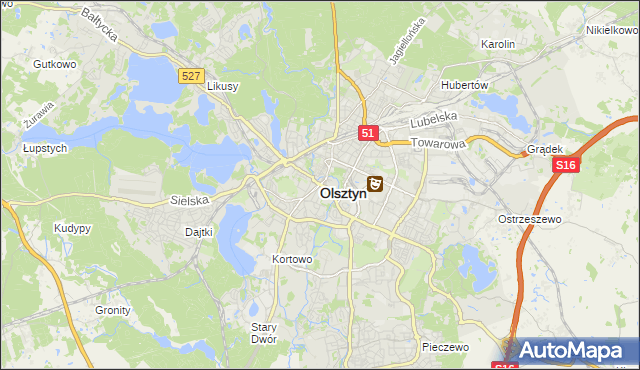 mapa Olsztyna, Olsztyn na mapie Targeo