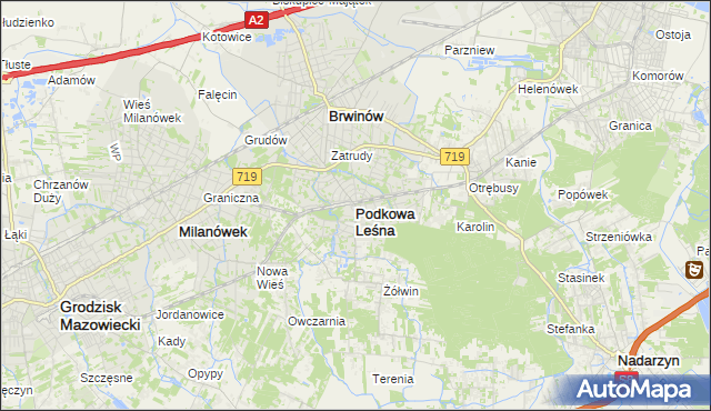 mapa Podkowa Leśna, Podkowa Leśna na mapie Targeo