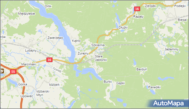 mapa Stare Jabłonki, Stare Jabłonki na mapie Targeo