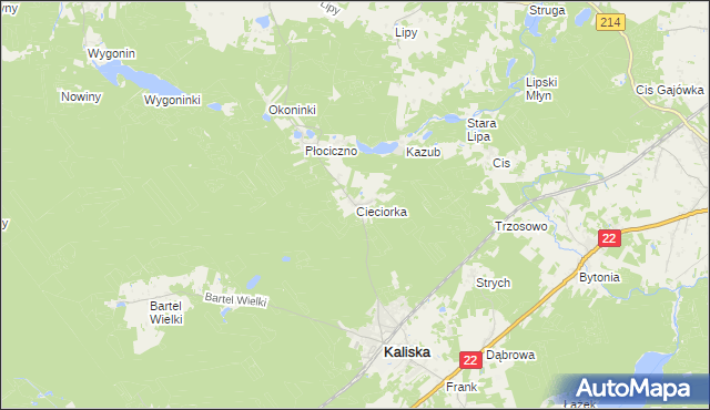 mapa Cieciorka, Cieciorka na mapie Targeo