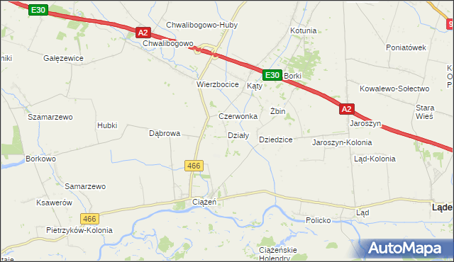 mapa Działy gmina Lądek, Działy gmina Lądek na mapie Targeo