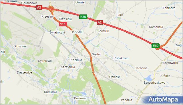 mapa Gądki, Gądki na mapie Targeo