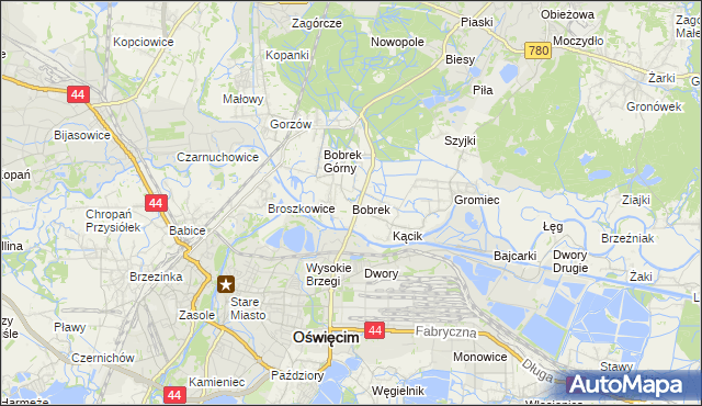 mapa Bobrek gmina Chełmek, Bobrek gmina Chełmek na mapie Targeo