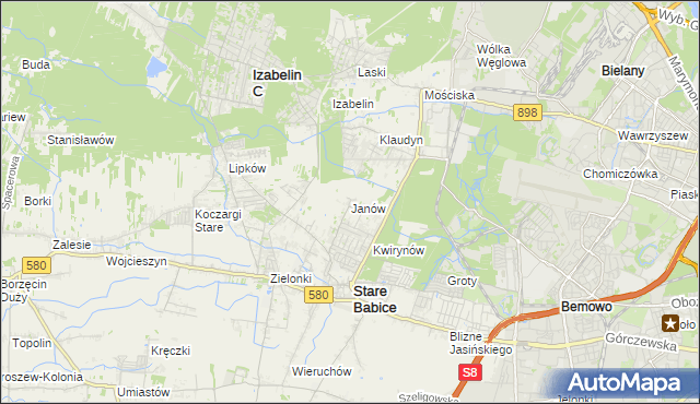 mapa Janów gmina Stare Babice, Janów gmina Stare Babice na mapie Targeo