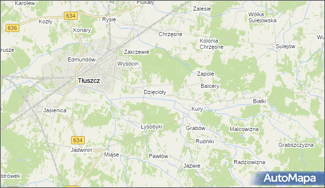 mapa Stryjki gmina Tłuszcz, Stryjki gmina Tłuszcz na mapie Targeo