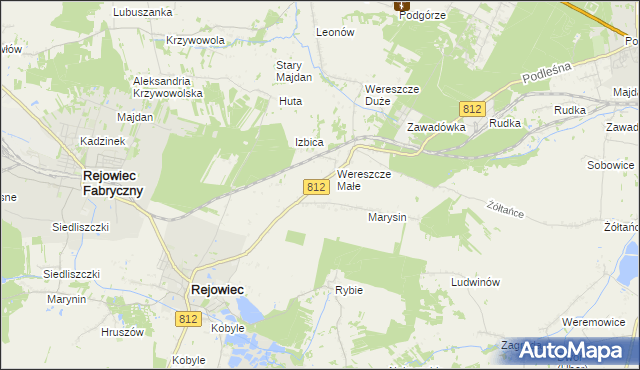 mapa Adamów gmina Rejowiec, Adamów gmina Rejowiec na mapie Targeo