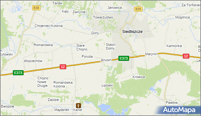 mapa Anusin gmina Siedliszcze, Anusin gmina Siedliszcze na mapie Targeo