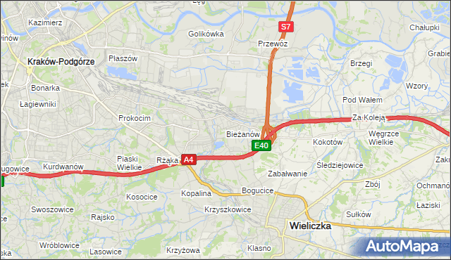 mapa Bieżanów, Bieżanów na mapie Targeo