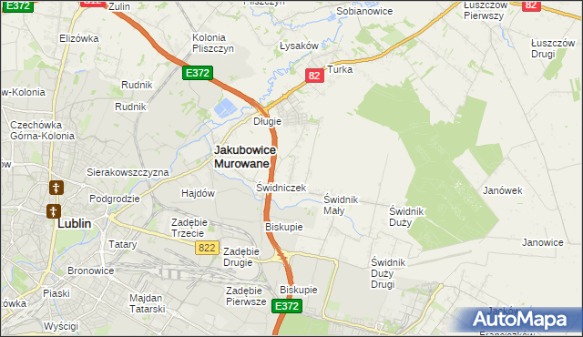 mapa Biskupie-Kolonia gmina Wólka, Biskupie-Kolonia gmina Wólka na mapie Targeo