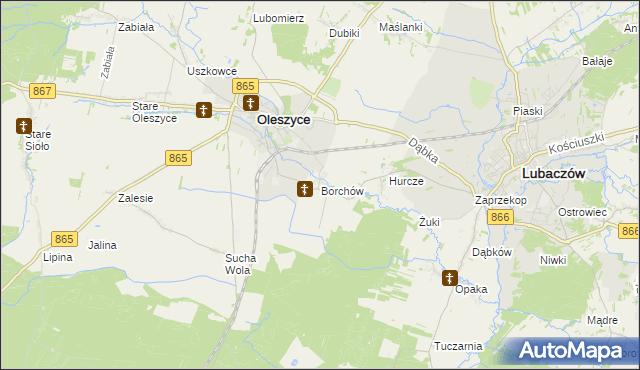 mapa Borchów, Borchów na mapie Targeo