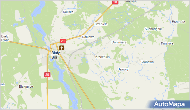 mapa Brzeźnica gmina Biały Bór, Brzeźnica gmina Biały Bór na mapie Targeo