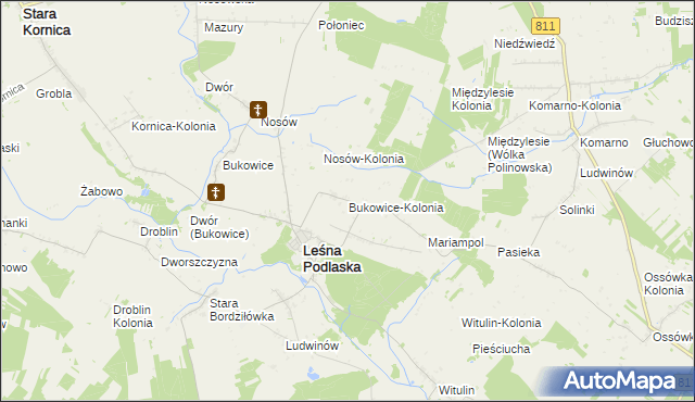 mapa Bukowice-Kolonia, Bukowice-Kolonia na mapie Targeo