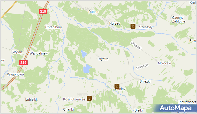 mapa Bystre gmina Boćki, Bystre gmina Boćki na mapie Targeo
