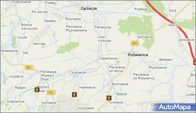 mapa Cząstkowice, Cząstkowice na mapie Targeo