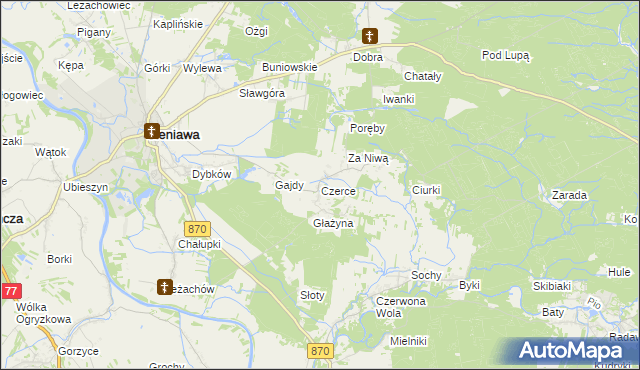 mapa Czerce, Czerce na mapie Targeo