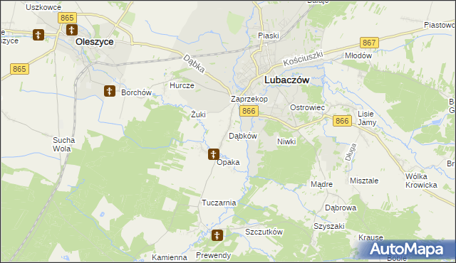 mapa Dąbków, Dąbków na mapie Targeo