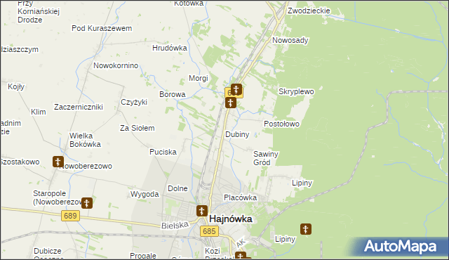 mapa Dubiny, Dubiny na mapie Targeo