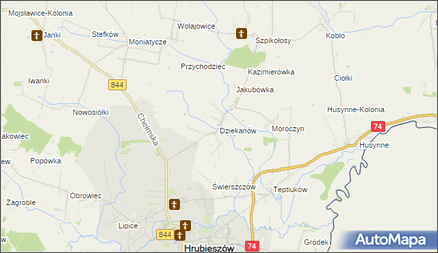 mapa Dziekanów, Dziekanów na mapie Targeo