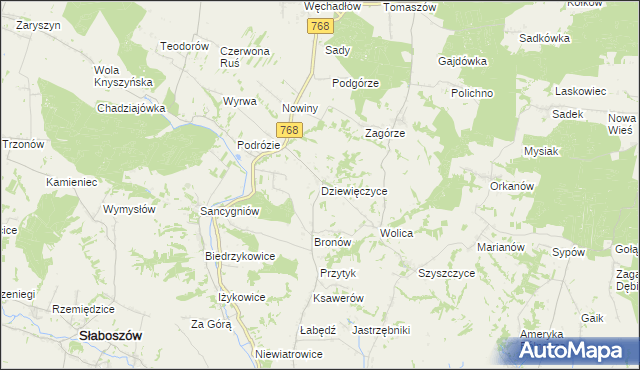 mapa Dziewięczyce, Dziewięczyce na mapie Targeo