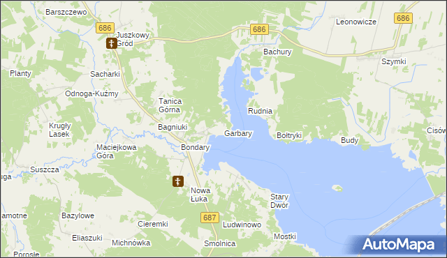 mapa Garbary gmina Michałowo, Garbary gmina Michałowo na mapie Targeo