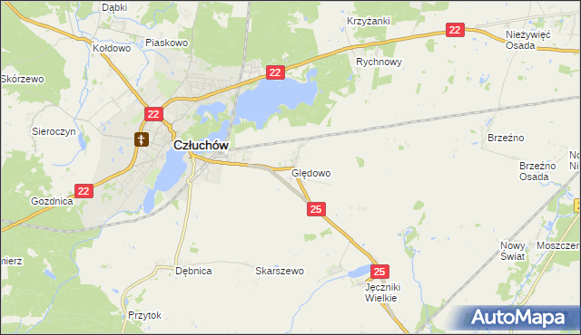 mapa Ględowo, Ględowo na mapie Targeo