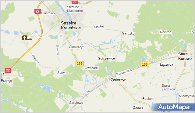 mapa Golczewice, Golczewice na mapie Targeo