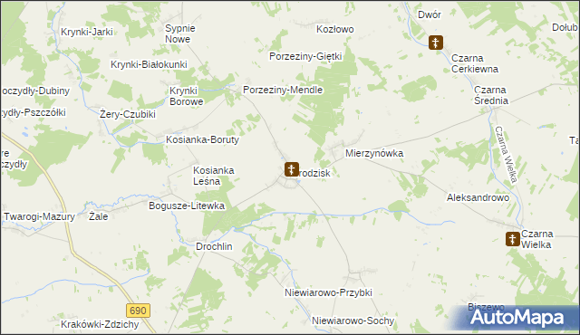 mapa Grodzisk powiat siemiatycki, Grodzisk powiat siemiatycki na mapie Targeo