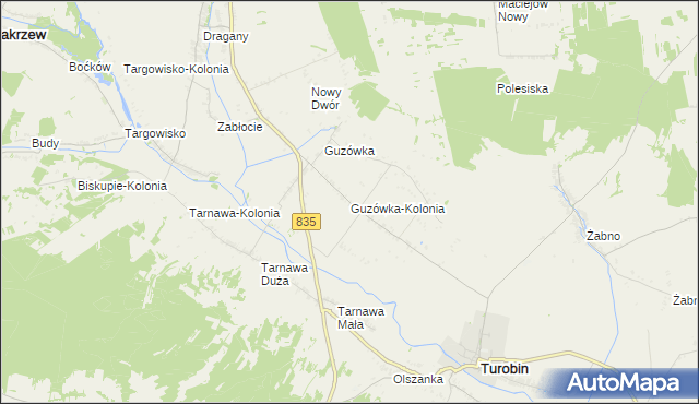 mapa Guzówka-Kolonia, Guzówka-Kolonia na mapie Targeo