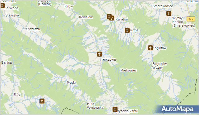 mapa Hańczowa, Hańczowa na mapie Targeo