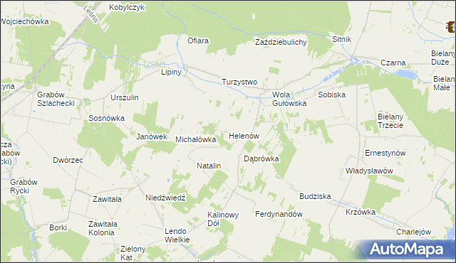 mapa Helenów gmina Adamów, Helenów gmina Adamów na mapie Targeo