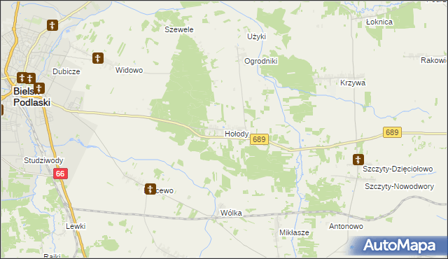 mapa Hołody, Hołody na mapie Targeo