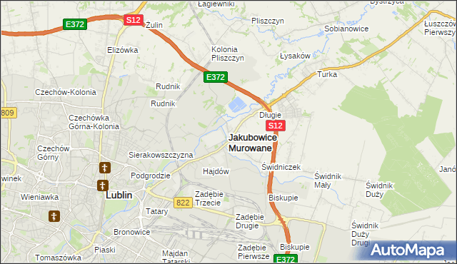 mapa Jakubowice Murowane, Jakubowice Murowane na mapie Targeo