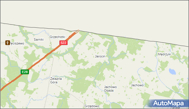 mapa Jarocin gmina Braniewo, Jarocin gmina Braniewo na mapie Targeo