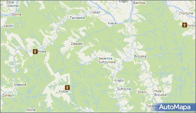 mapa Jasienica Sufczyńska, Jasienica Sufczyńska na mapie Targeo