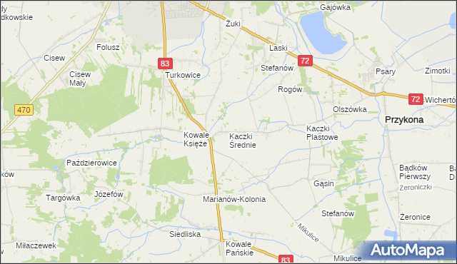 mapa Kaczki Średnie, Kaczki Średnie na mapie Targeo