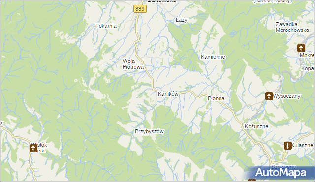 mapa Karlików gmina Bukowsko, Karlików gmina Bukowsko na mapie Targeo