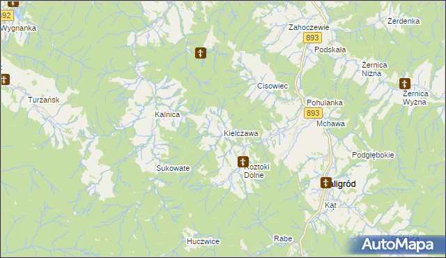 mapa Kielczawa, Kielczawa na mapie Targeo