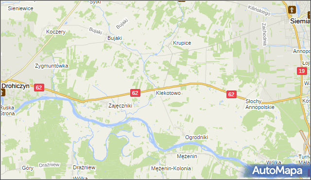 mapa Klekotowo gmina Siemiatycze, Klekotowo gmina Siemiatycze na mapie Targeo