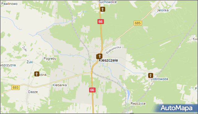 mapa Kleszczele, Kleszczele na mapie Targeo