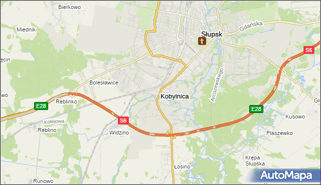 mapa Kobylnica powiat słupski, Kobylnica powiat słupski na mapie Targeo