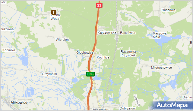 mapa Kochlice, Kochlice na mapie Targeo