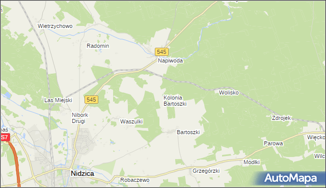 mapa Kolonia Bartoszki, Kolonia Bartoszki na mapie Targeo