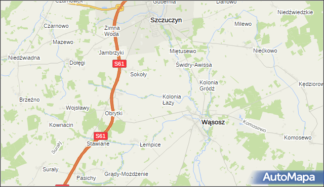 mapa Kolonia Łazy gmina Wąsosz, Kolonia Łazy gmina Wąsosz na mapie Targeo