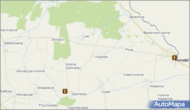 mapa Kopyłów, Kopyłów na mapie Targeo