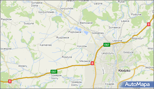 mapa Korytów gmina Kłodzko, Korytów gmina Kłodzko na mapie Targeo