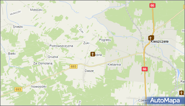 mapa Kośna, Kośna na mapie Targeo