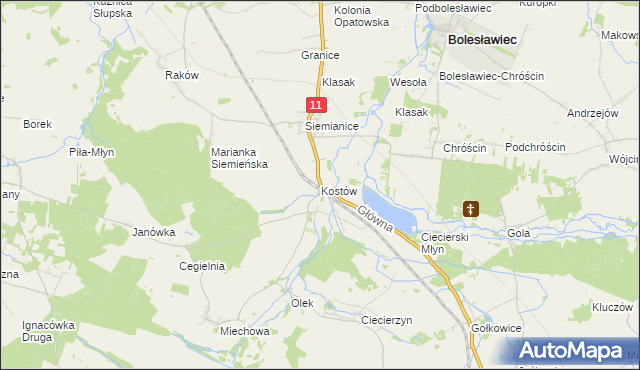 mapa Kostów, Kostów na mapie Targeo